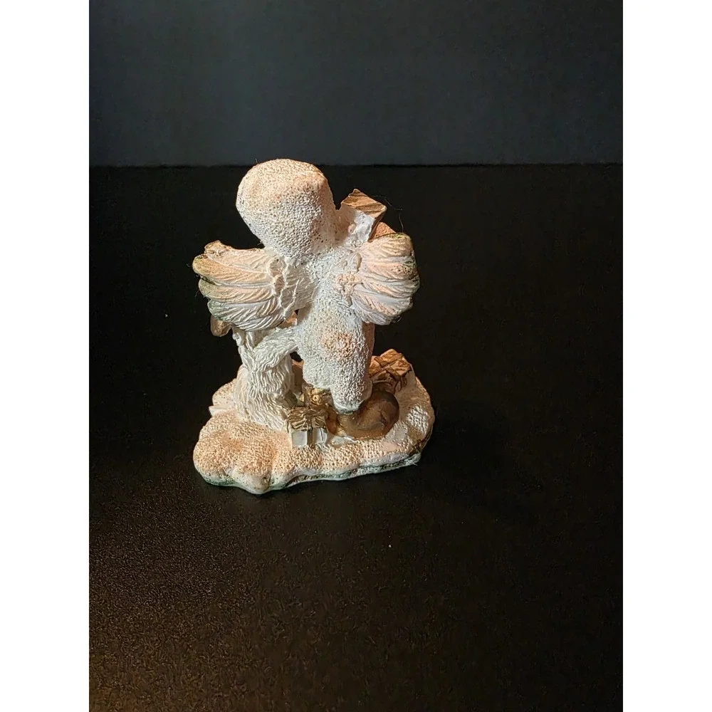 Vintage Christmas Snow Angel Vintage 1980's Figurine Girl Playing With Puppy